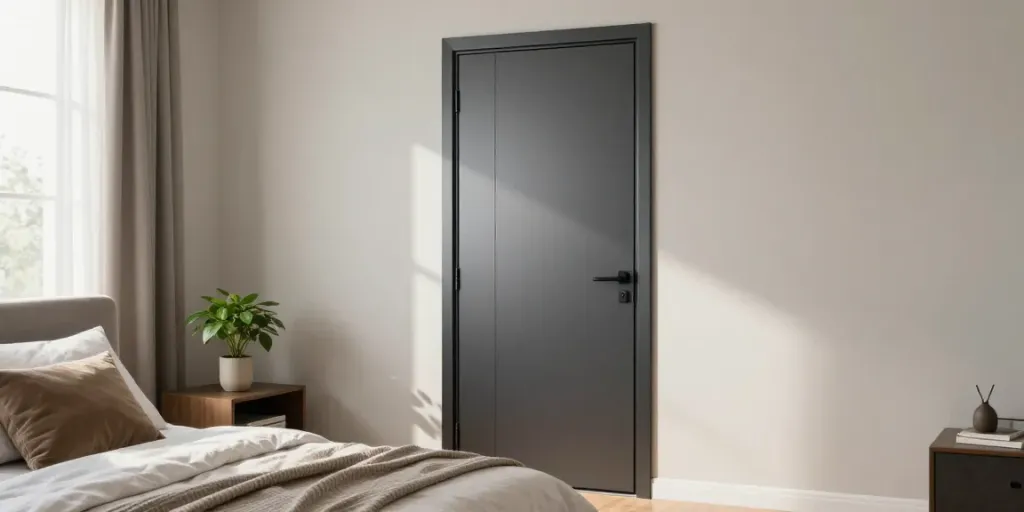 Pintu upvc kamar tidur adds elegance and durability to a modern bedroom design.