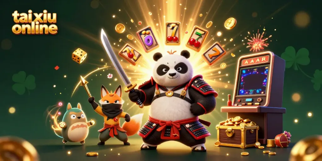 Engage in dynamic Tài Xỉu online gameplay with immersive characters and vibrant casino elements.