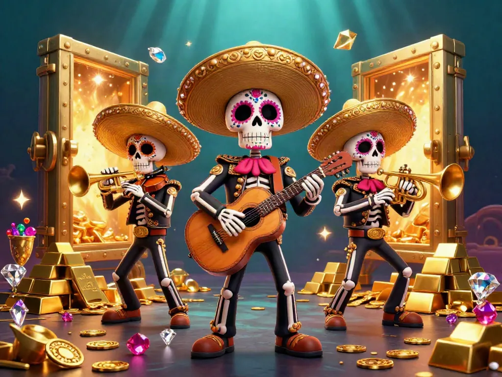 Engage with thrilling TK11 gaming experiences alongside a vibrant mariachi band in a treasure-filled atmosphere.