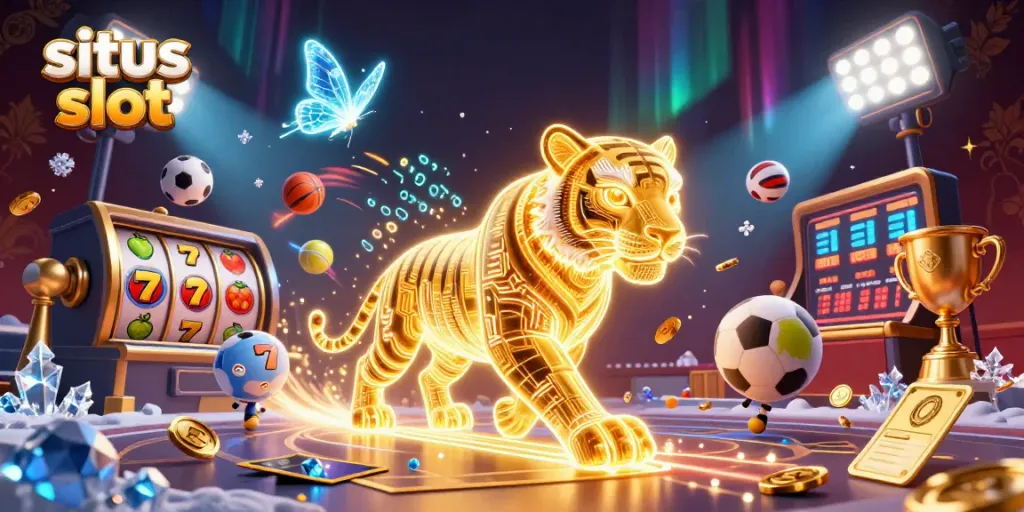 Situs slot menarik di dunia kasino digital dengan simbol buah dan jackpot yang berkilau.