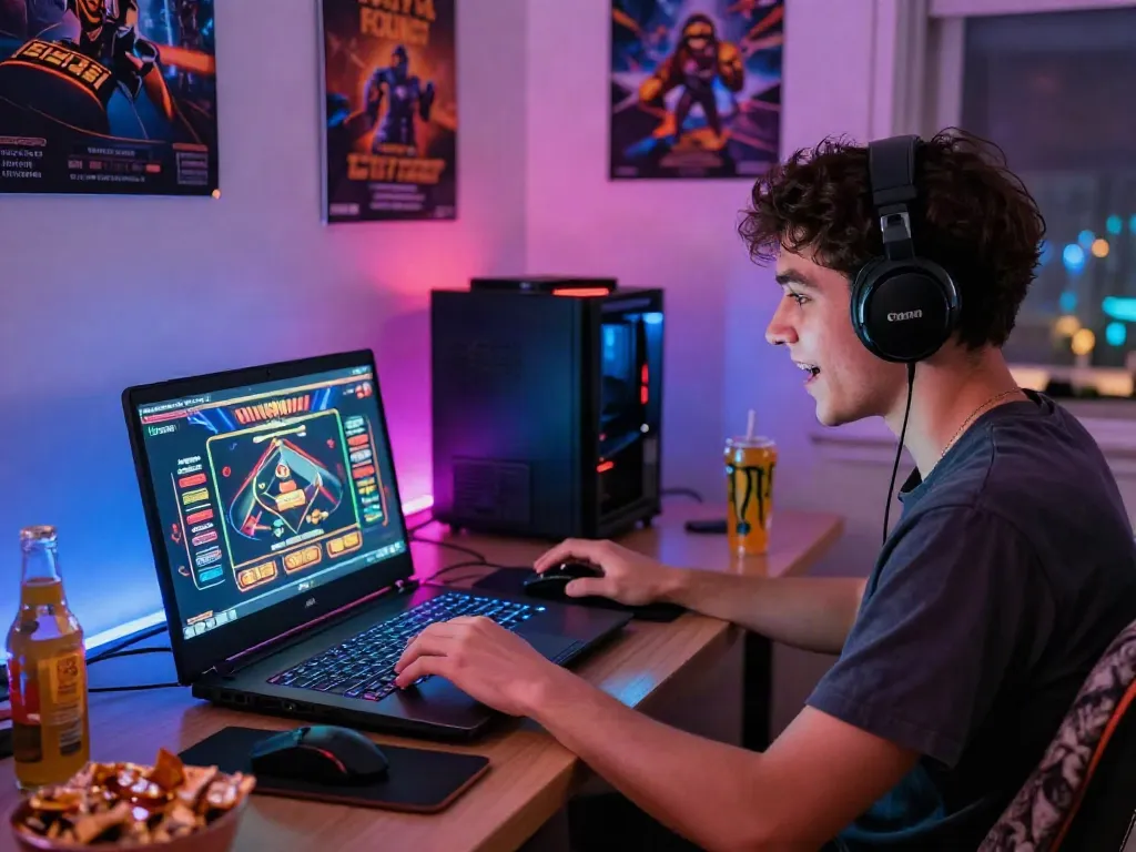Exciting gaming atmosphere featuring cổng game man88 with a player fully engaged in online casino action.