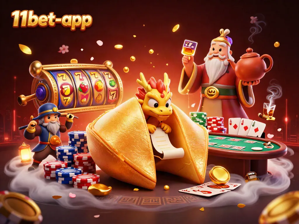 Join the excitement with the 11bet-app as vibrant slot reels spin amidst a magical scene of fortune.