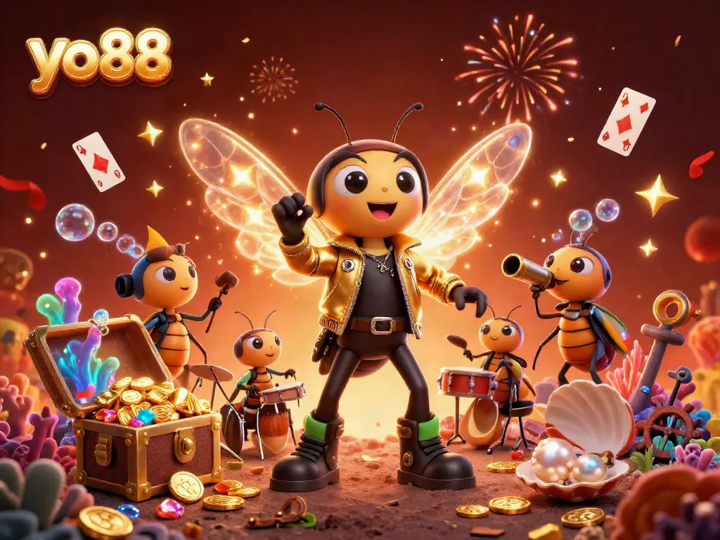 Engage in exciting gaming at yo88 with vibrant scenes featuring unique characters and casino elements.