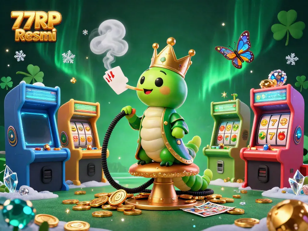 Experience dynamic gameplay with 77RP Resmi, showcasing vibrant slot reels and a captivating 3D scene.