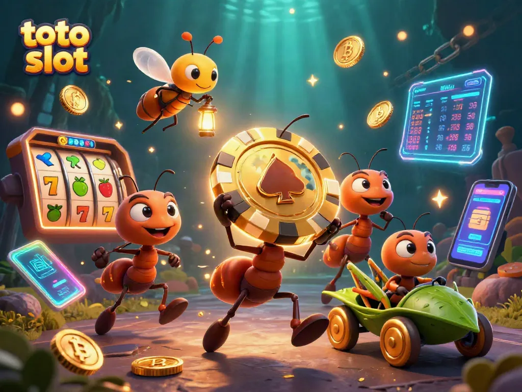 Engage with thrilling adventures in toto slot as ants deftly navigate their heist with golden poker chip.