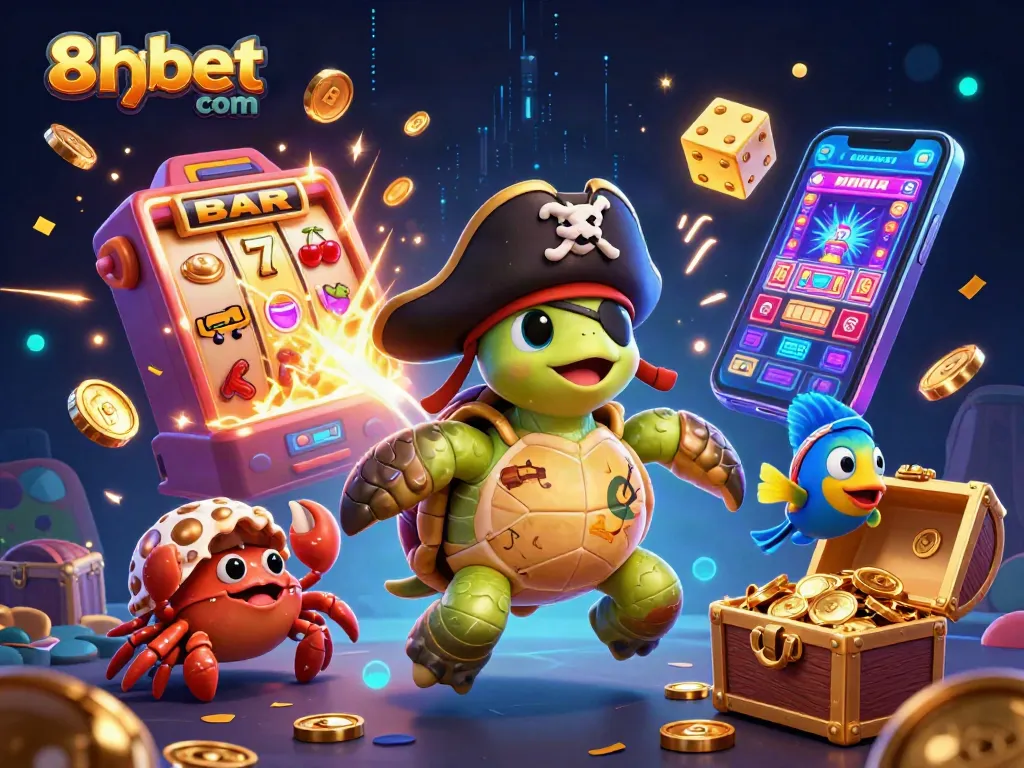 Experience the excitement of 8xbet com with a vibrant 3D casino scene showcasing engaging characters and dynamic game elements.