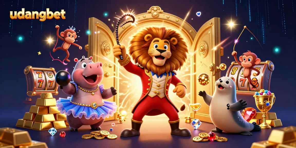 Experience the thrill of udangbet gaming with vibrant casino characters in an energetic, 3D illustration.