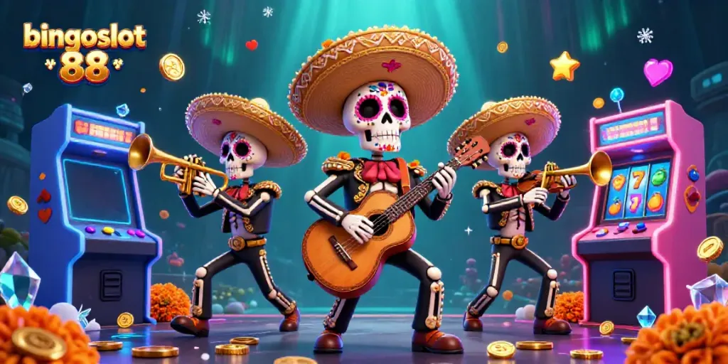 Gali keseruan di bingoslot 88 dengan band mariachi tengkorak yang cerah dan permainan slot menarik.