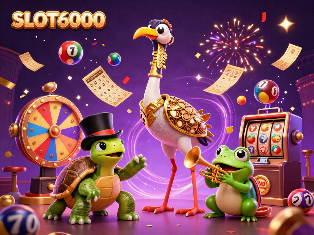 SLOT6000 showcases vibrant characters and dynamic game elements, engaging players in a lively casino atmosphere.