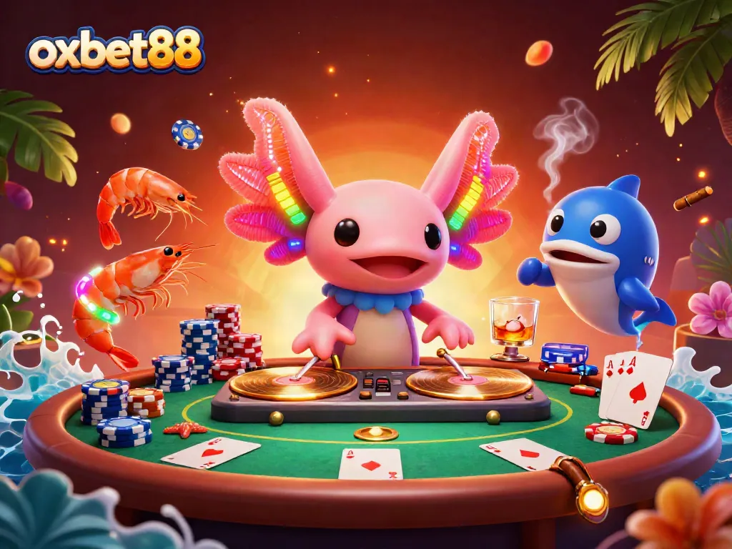 Experience the thrilling action of oxbet88 with vibrant gaming characters in a high-energy casino scene.