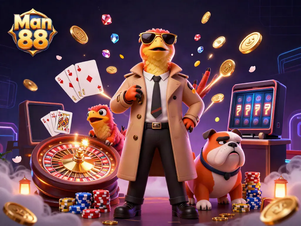 Experience excitement at Man 88 with three raptors in disguise entering a vibrant VIP casino lounge.