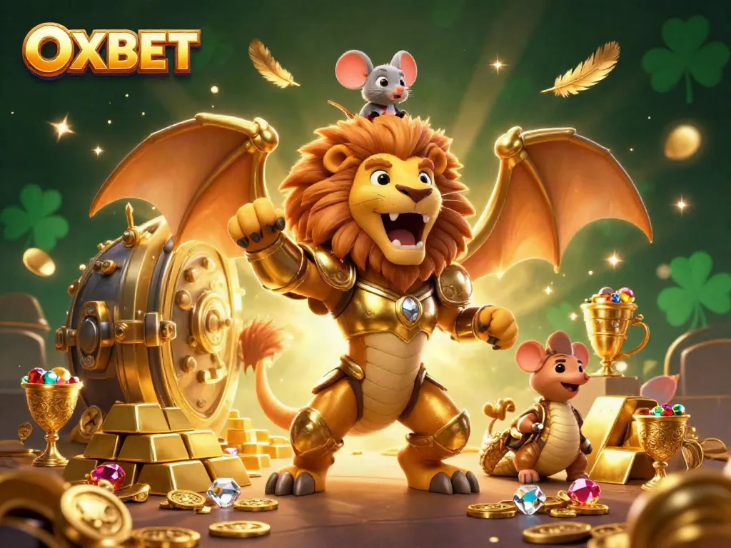 Experience thrilling OXBET action with dynamic golden treasures and a mighty chimera.