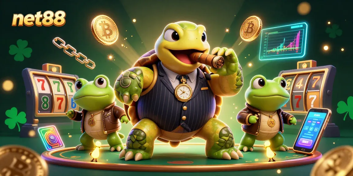 Engage with net88's unique casino experience featuring a mobster turtle and high-stakes gaming.