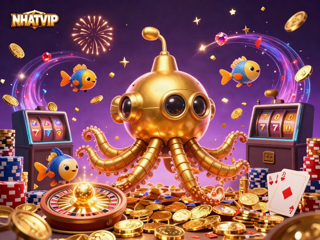 Experience NHATVIP with thrilling casino elements amidst golden coins and dynamic gameplay