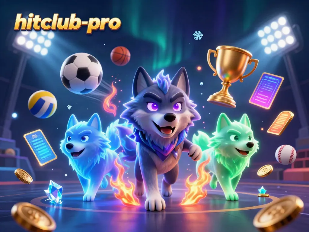 Win big with hitclub-pro as the dynamic scene showcases playful sports betting elements.