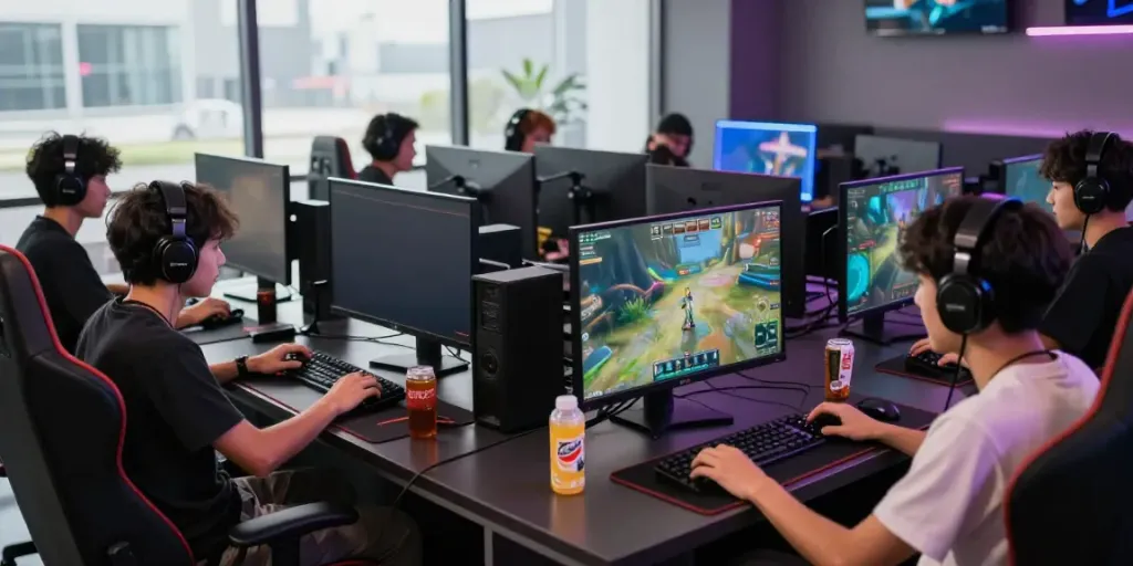 Group of friends enjoying multiplayer gaming at kilat404.