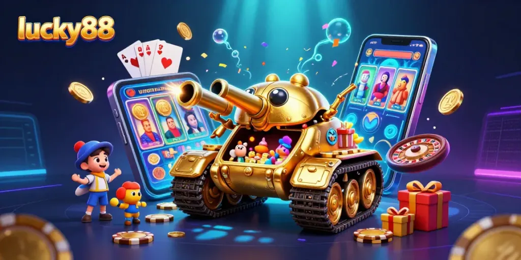 Experience the thrilling action of lucky88 with a colorful 3D casino scene packed with dynamic game elements.